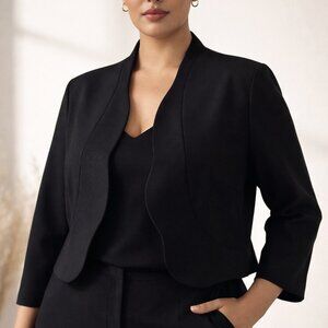 Mossimo Vintage Deadstock New Black Cropped Open Front Scallop Blazer SZ 16